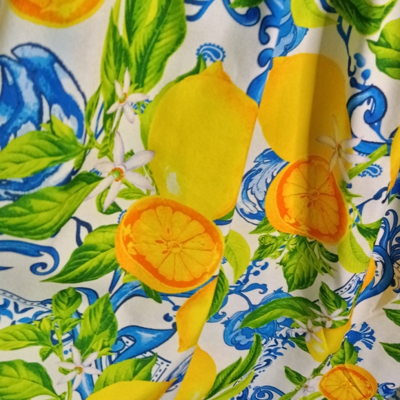 SHEIN Boho Lemon Print Smocked Midi Dress Size S - Picture 4 of 11